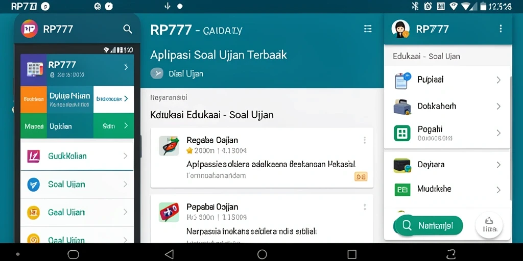 Antarmuka pengguna aplikasi RP777 yang intuitif untuk soal ujian.