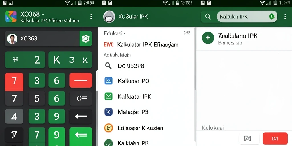 Antarmuka pengguna aplikasi Kalkulator IPK XO368 yang sederhana.