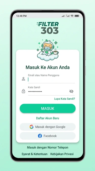 Tampilan halaman login filter303
